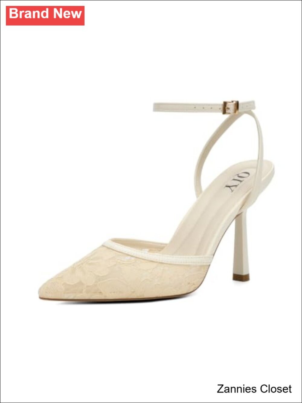 🤠 QIY Lace Closed Toe Pointed Toe Stiletto Heels with Ankle Strap